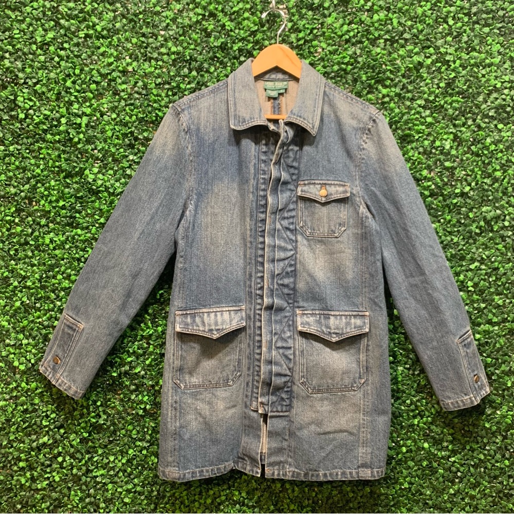 Lauren Ralph Lauren Large Denim Long Chore Coat Button Up Jacket Vintage 90’s